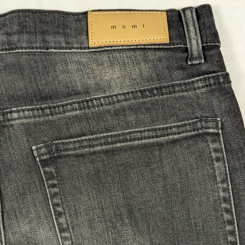 mnml Skeleton Bone Patch Jeans Mens 34 Faded Black Slim Fit Streetwear Denim